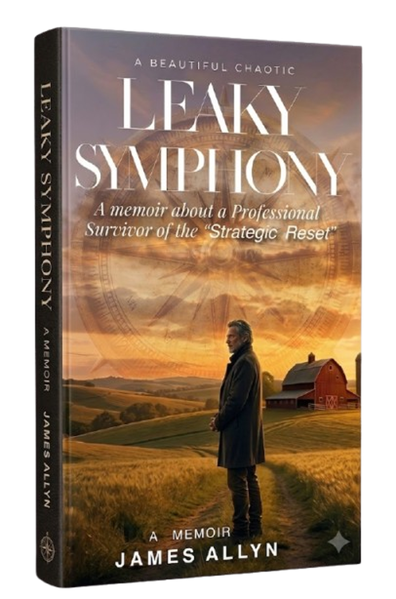 Book cover for A Beautiful, Chaotic, Leaky Symphony by James Allyn